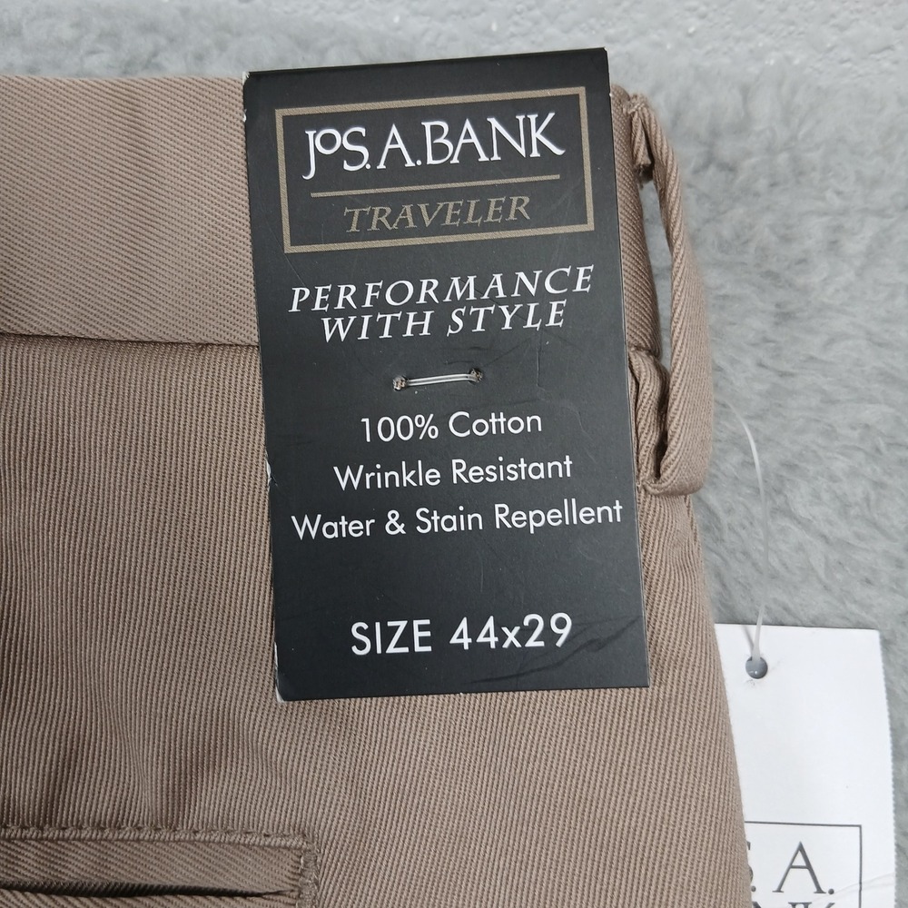 Jos A Bank Traveler Pants Men 44x29 Khaki Cotton Wrinkle Water‎ Resistant NWT - Picture 4 of 9